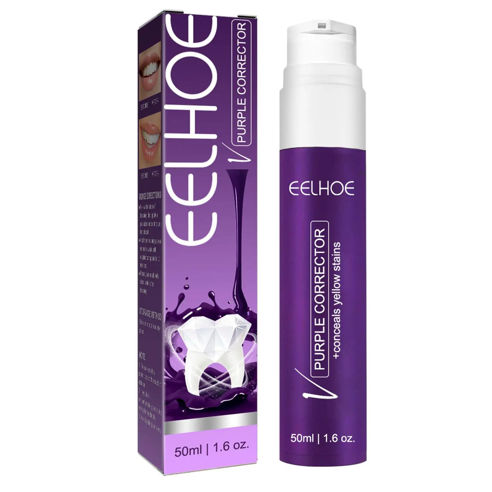 Purple Whitening Toothpaste Mousse V34 Color Tooth Correction Whitener Teeth Removes Stains Oral Hygiene Cleaning Teeth Whitening Product