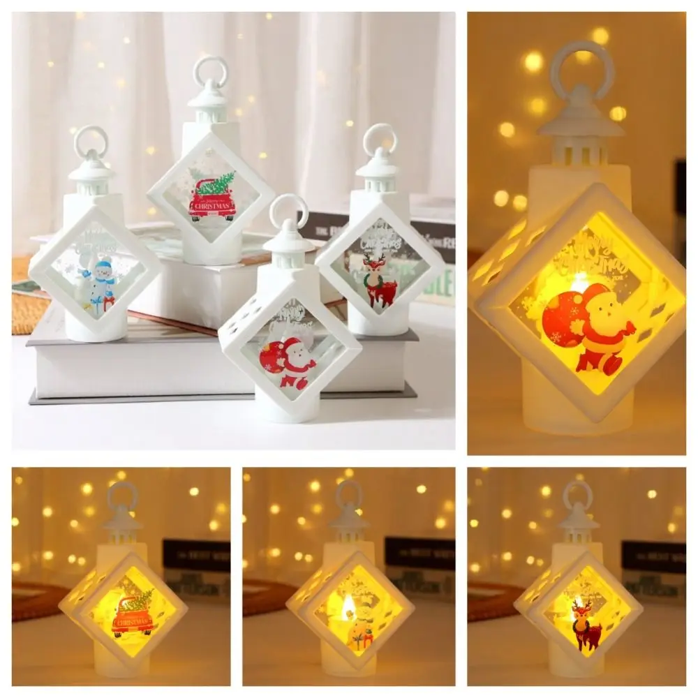 

Santa Christmas Wind Lantern Elk deer Snowman Christmas Portable Lantern Atmosphere illuminated Santa Hanging lamp Kid Gift