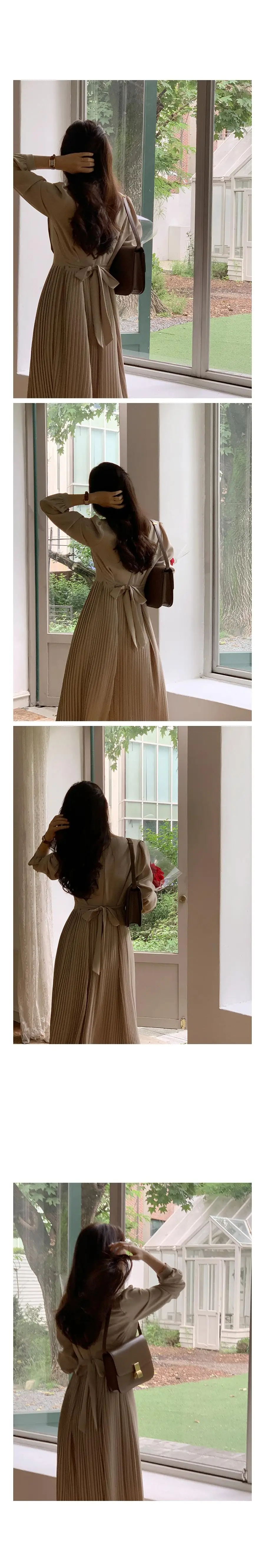 Spring Summer Women Solid Korean Pleated Dress 2022 New Long Sleeve Slim Elegant Midi Party Dress off shoulder dress