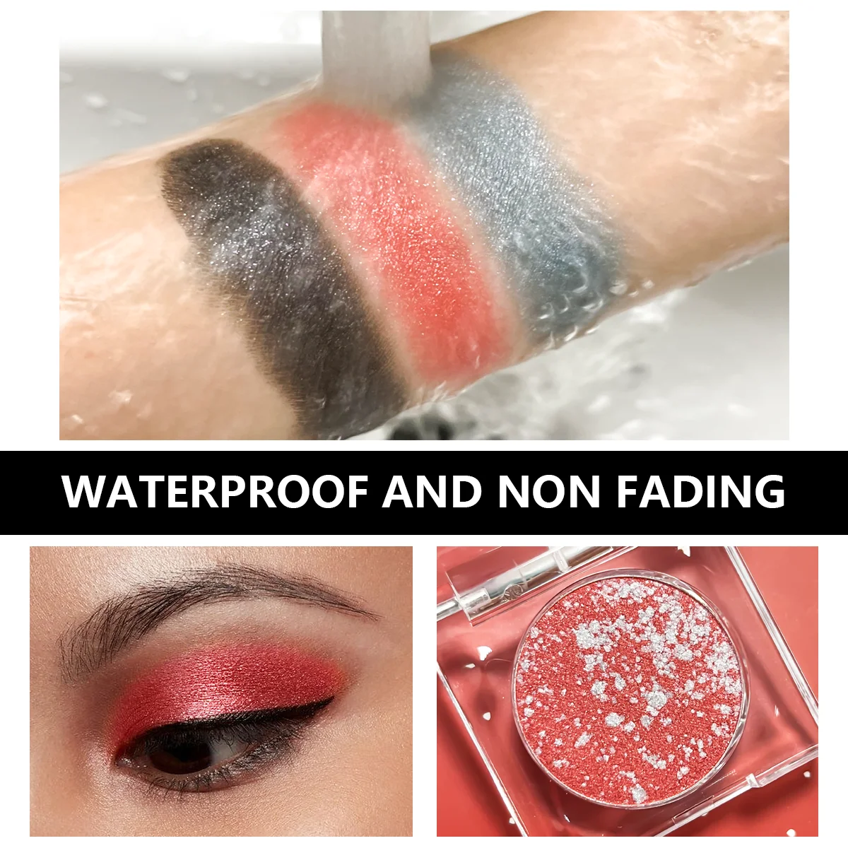 Pearl eye shadow with brush suit waterproof, sweat proof, halo proof, smooth and easy to push away