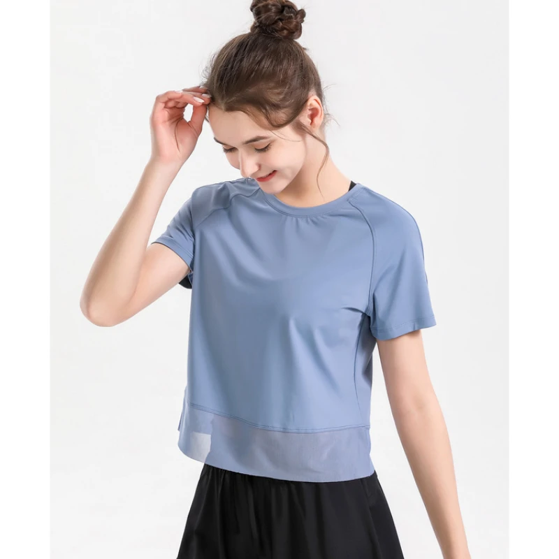 Yoga Wear Short Sleeve T-shirt Pilates Clothing Mesh Top Women's Golf Clothing Gym Fitness Excercise Shirts Training Sports Wear