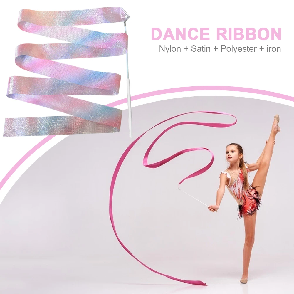 2/4M Flashing Dance Ribbon with Wand Rhythmic Gymnastics Ribbon Multifunction Sparkling Dance Aesthetic for Kids Girls
