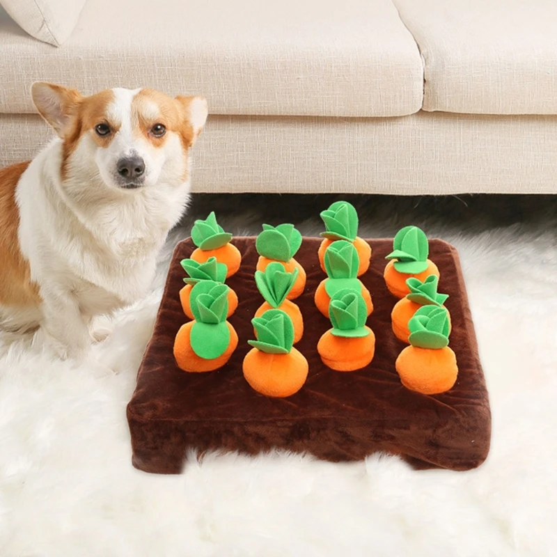 

Dog Chew Toy Pet Plush Toy Seek & Hide Game Aggressive Chewers Toy Soft Carrots Eating Habit Teaching Dog Supplies