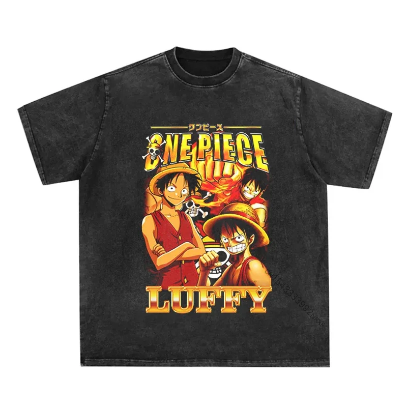 

Футболка мужская с японским аниме принтом, уличная одежда в стиле хип-хоп, Слитная хлопковая черная винтажная рубашка в стиле Харадзюку, лето