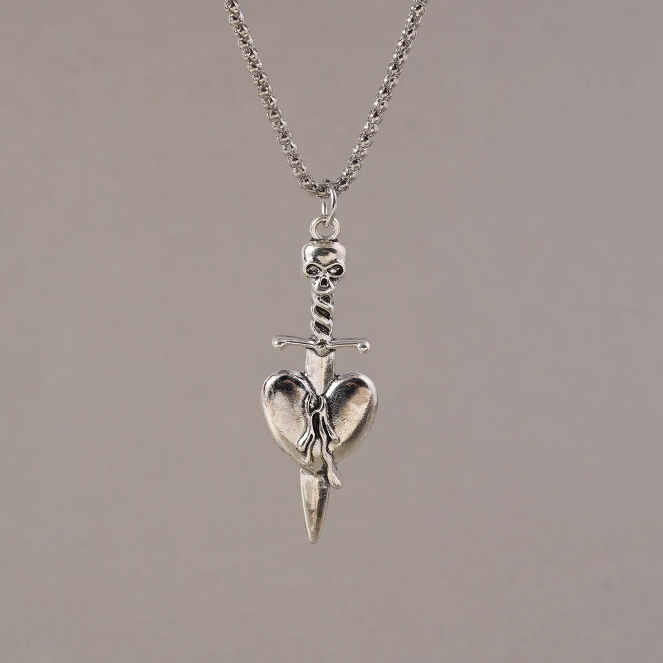 Aihua Gothic Steampunk Inverted Cross Necklace for Women Men