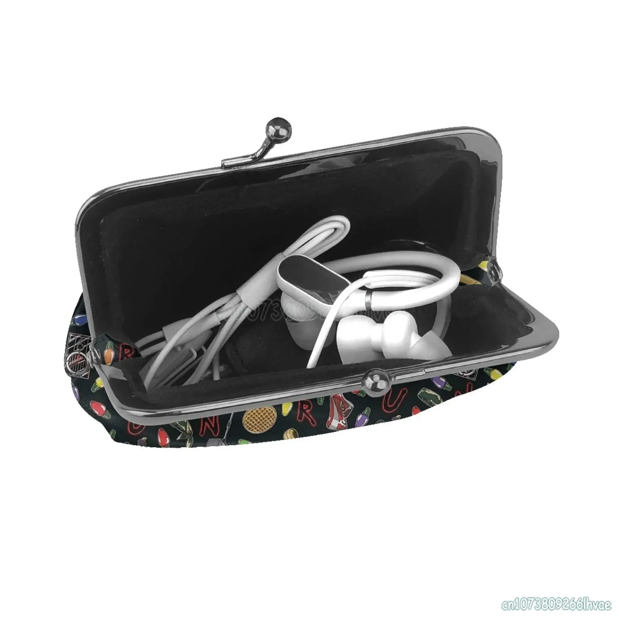 Stranger Things Leather Coin Purse Small Kiss-Lock Change Pouch Clasp Closure Buckle Wallet for Women Girl