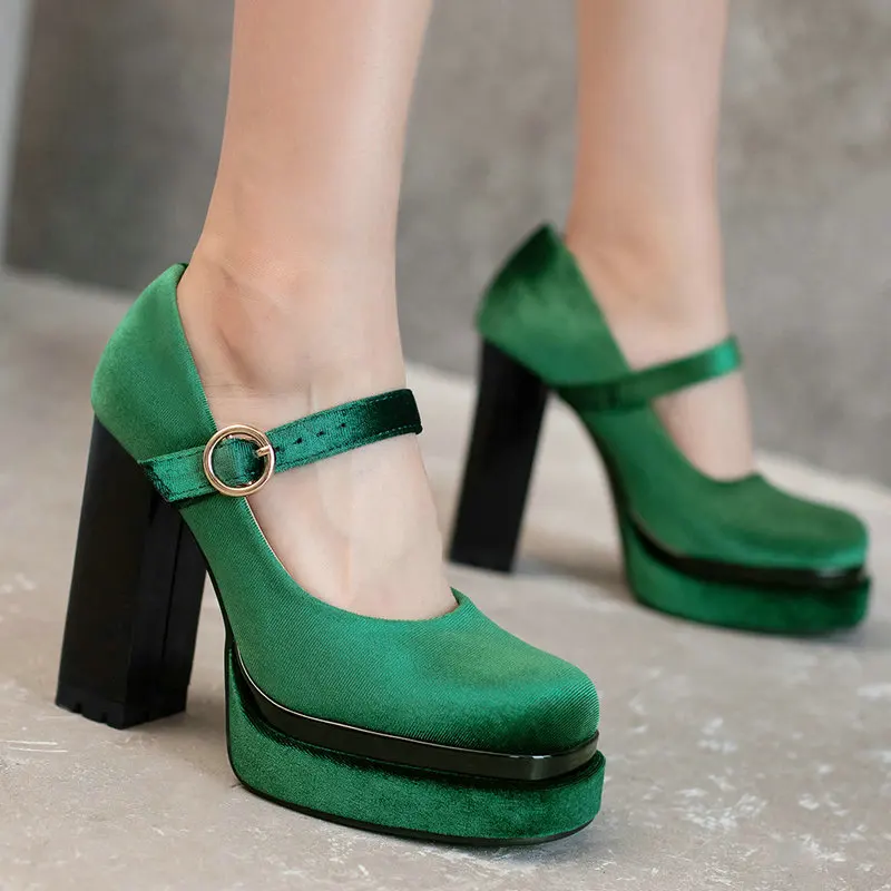 Mary Jane Shoes Platform Blue | Platform Closed Toe Heel | Closed Toe Blue  Heels - Pumps - Aliexpress