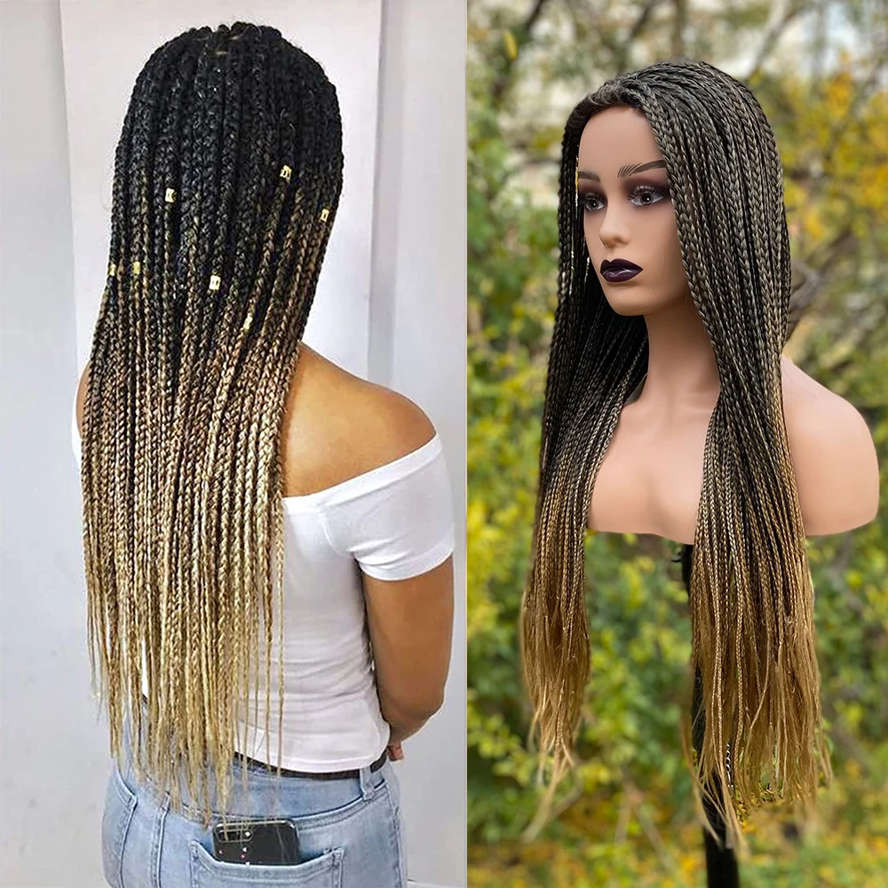 Synthetic Hair Wigs Cosplay Braiding Hair Wig 26 inch Braided Wigs for Black Women Ombre Synthetic Barids Long Synthetic Box Braided Wigs