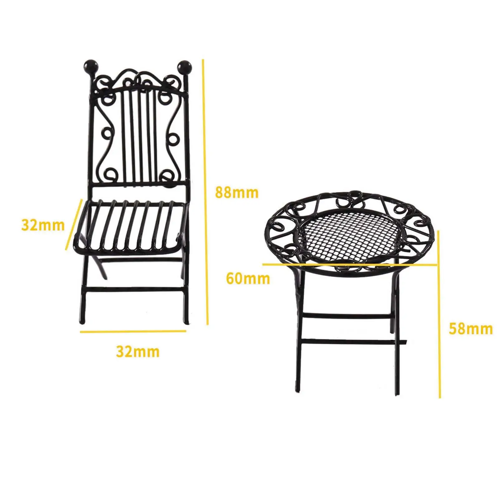 3 Pieces 1/12 Coffee table chair Miniature Table and Chair Miniature Furniture Room