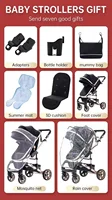 Poussette bébé pliable 3-en-1, poussette haute avec capote réglable et amortisseur, chariot portable pour nouveau-né et tout-petit 2