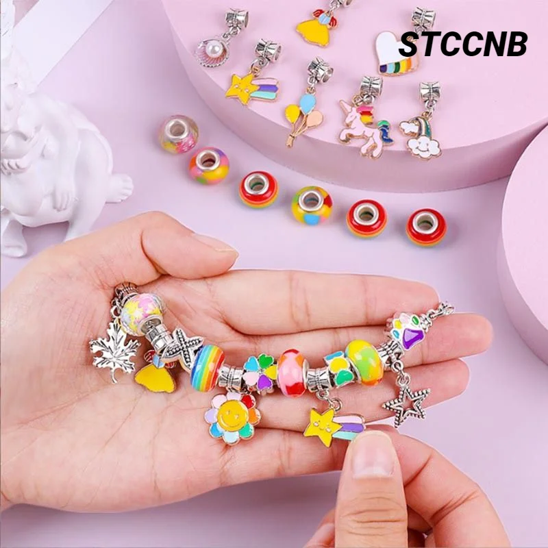 Children's Handmade DIY Bracelet Making Accessories Round Animal Crystal Beads Educational Toys Girl Birthday Gift Jewelry Set