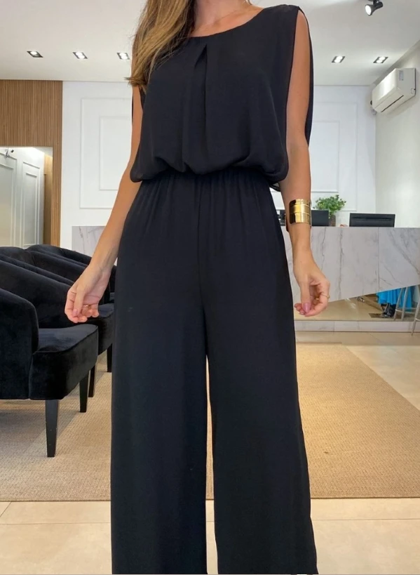 

Fashion 2024 Summer Woman Jumpsuits Sexy Elegant Temperament Commuting Backless Sleeveless Casual Loose One Pieces Overalls