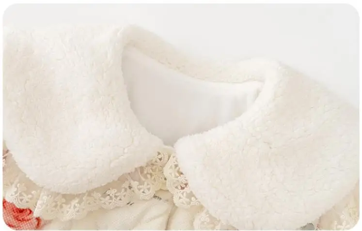 Winter Neugeborenen Kaninchen Blume Mantel Nette Baby Mädchen Dicke Warme Oberbekleidung Kleinkind Mädchen Kleidung Kinder Mantel mit Tasche – Detail 3