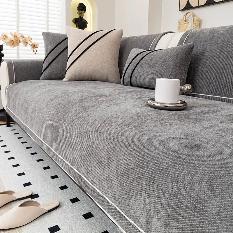 Sofa Cover for Living Room Solid Color Sofa Cushion Non-Slip Couch Armrest Backrest Mat Home Furniture Protector 5