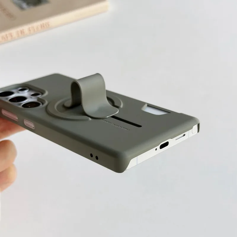 Magnetic Shockproof Wallet Case with Push-Pull Ring Holder and Card Slot