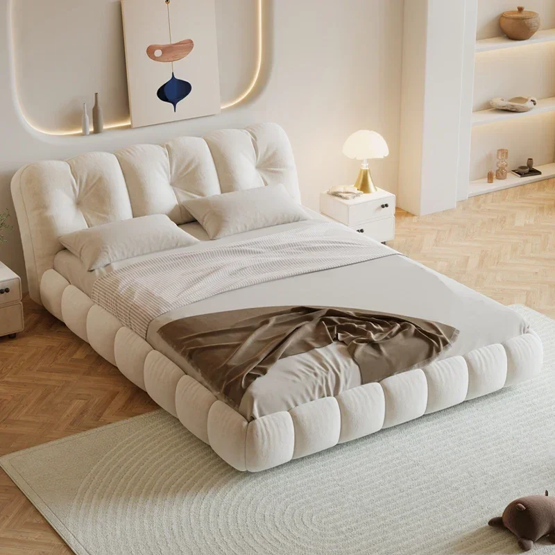 

Modern Simple Home Double Bed Bedroom Milk Skin Feeling Velvet Retro
