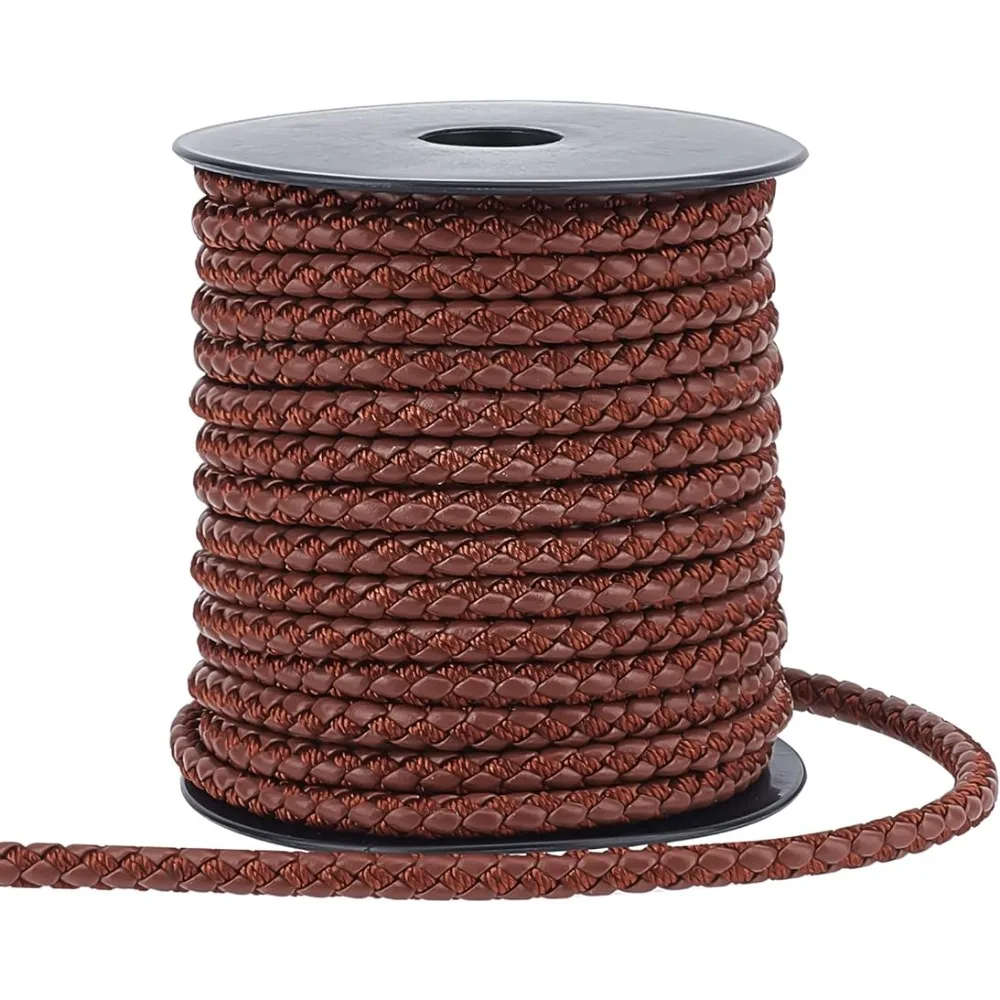 

11 Yard Yard Braided Leather Cord 5mm Round Leather String Cord Brown Imitation Leather Rope Bolo Leather Cord for Necklace
