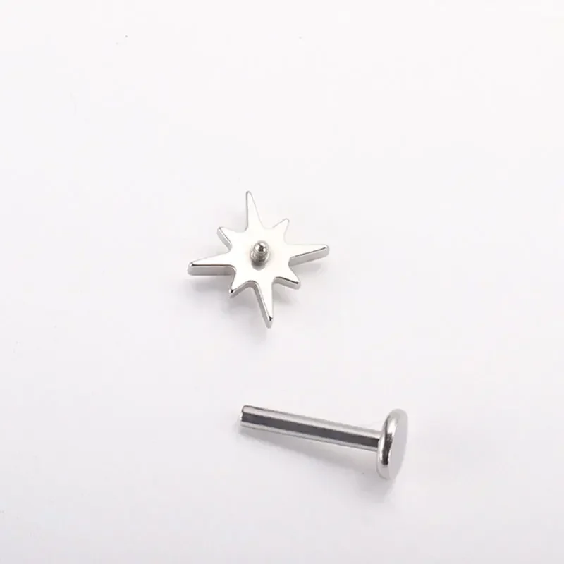 ASTM F136 티타늄 16G 내부 스레드 스파클링 CZ 노스 스타 스터드 귀걸이 Labret 연골 Tragus Helix Conch Lobe Piercing