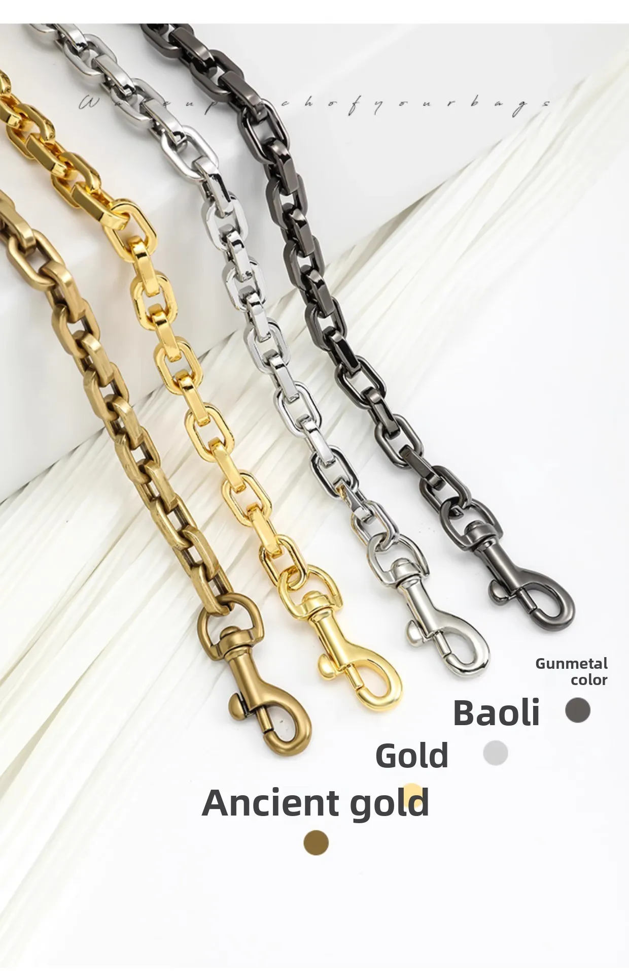 Bag chain accessories high-grade metal crossbody chain replacement shoulder strap extension chain lengthened