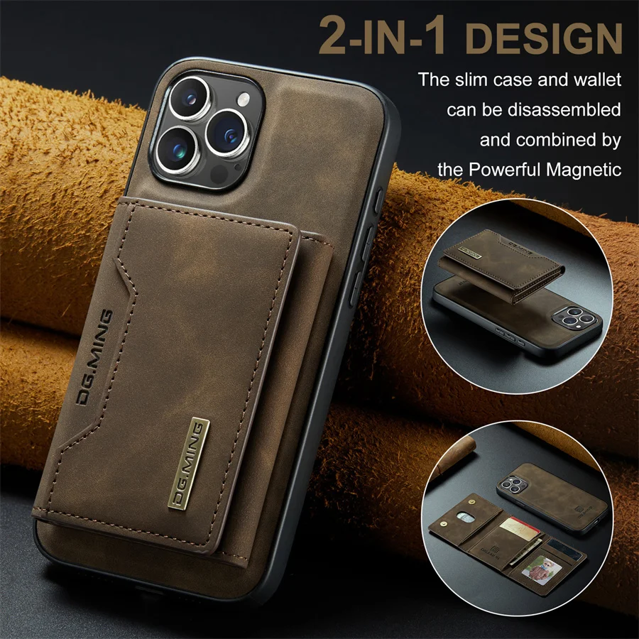 Deluxe Magnetic Leather Wallet Case with Detachable Card Holder