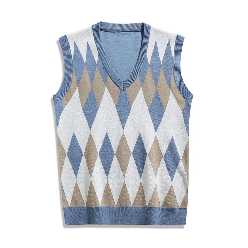 

Осень 2024 международная торговля тонкий мужской модный тренд жилет с V-образным вырезом вязаный свитер базовый свитер