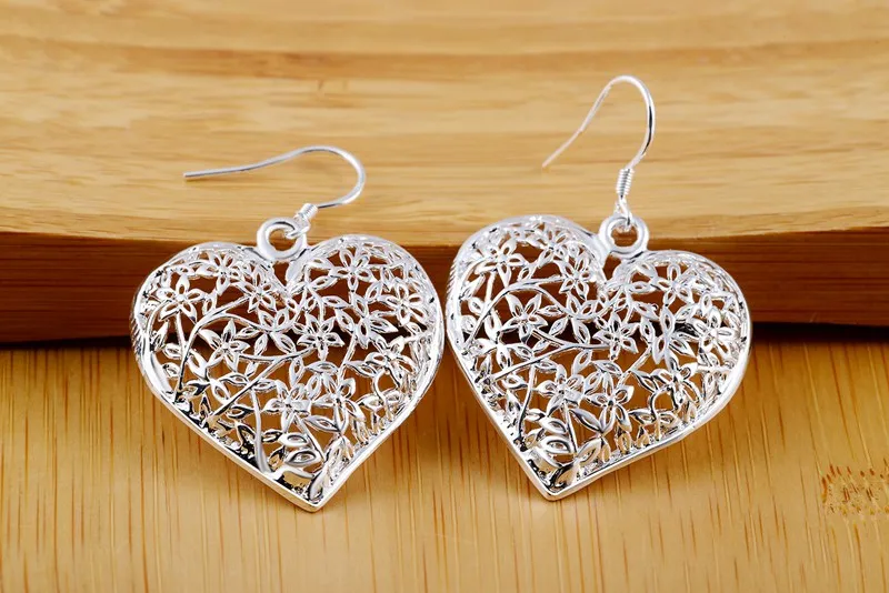 925 Sterling Silver Heart Earrings for Woman Fashion Party Wedding Jewelry Christmas Gifts silver earrings,silver stud earrings,heart earrings