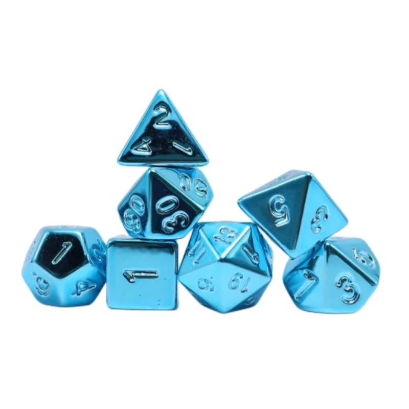 7pcs of Metal Dice Electroplating Seven Colored Metal Dice Set Colorful Gold Rose Gold Champagne Electroplating
