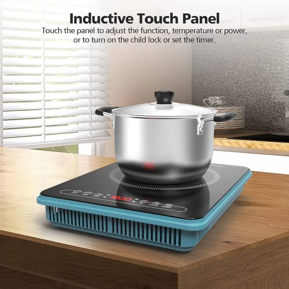 Induction Cooktop 1800W 110v Countertop Induction Hot Plate 9 Power Levels Kids Lock Timer Overheat Protection