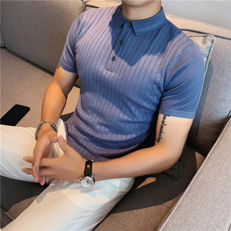 

2023 Men Polo Shirts Trendy Brand Summer New Men Golf Shirt Slim Fit Short Sleeve Tops Male Business Casual Clothes S-3XL