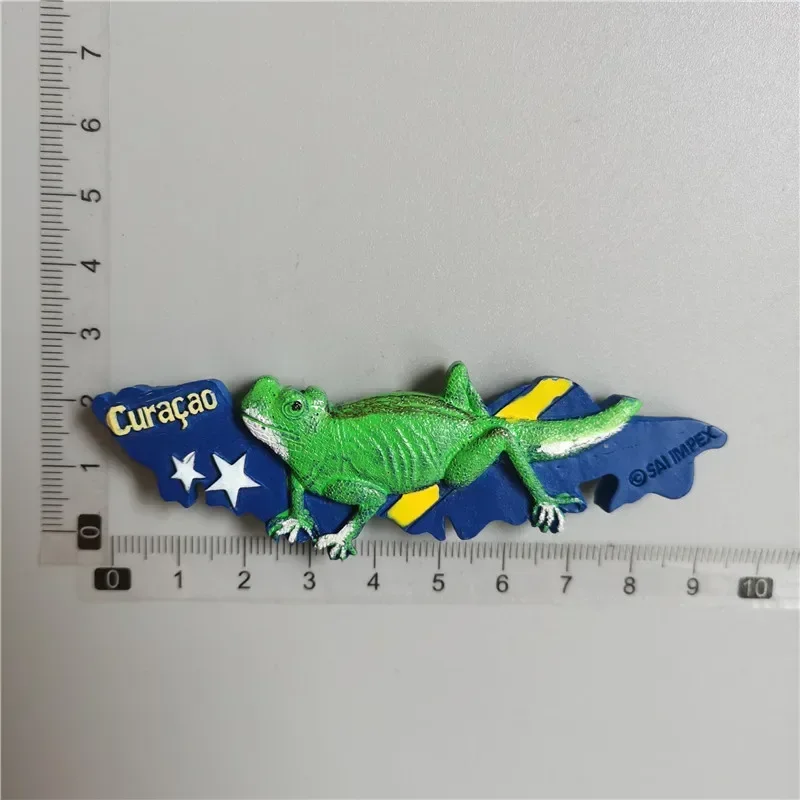 Magnetic Fridge Stickers Netherlands Curacao Tourist Souvenirs Gift Stereo Resin Refrigerator Magnetic Stickers 3D Lizard Magnets for Refrigerators