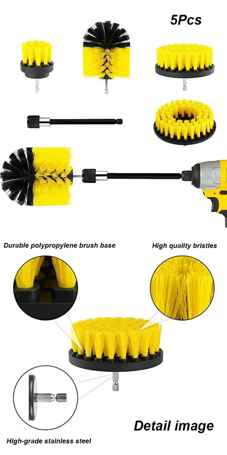 Juego de cepillos de limpieza multiusos para carro, herramienta de fijación de taladro eléctrico, cepillo de depurador eléctrico, pulidor de coche, Kit de cepillos para Detalles » Juego de cepillos de limpieza multiusos para carro
