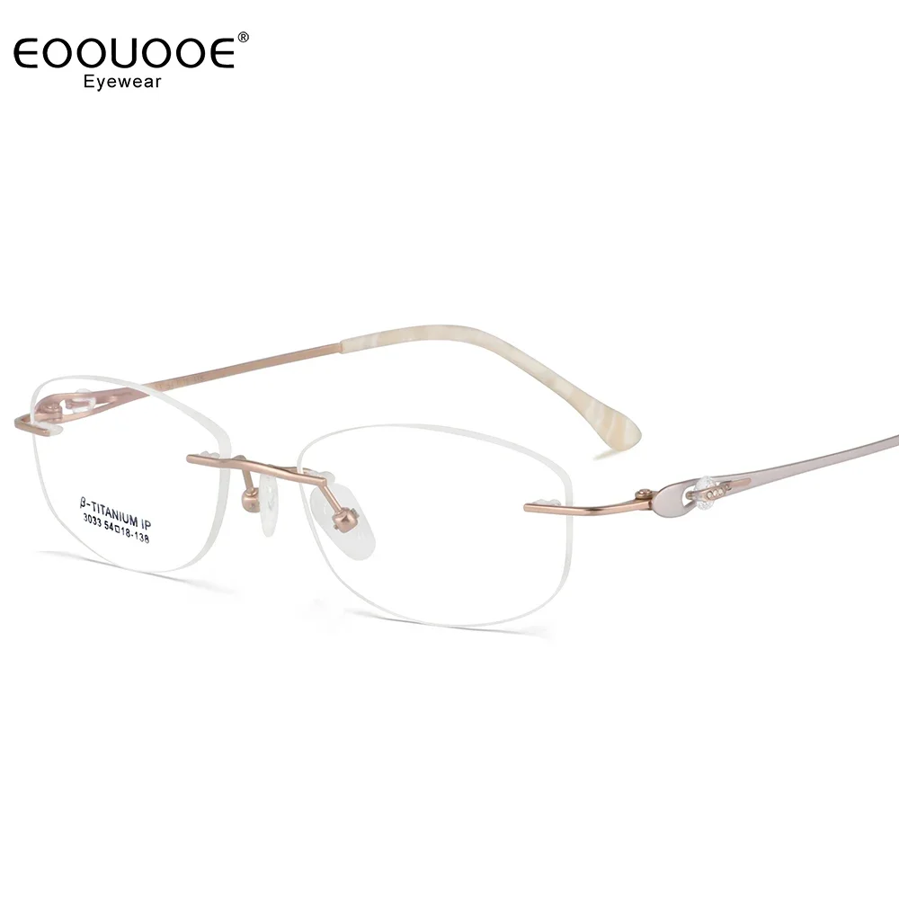 

Оправа для очков Женская титановая, оптическая оправа для близорукости, линзы по рецепту, дизайнерские очки для чтения с бриллиантами