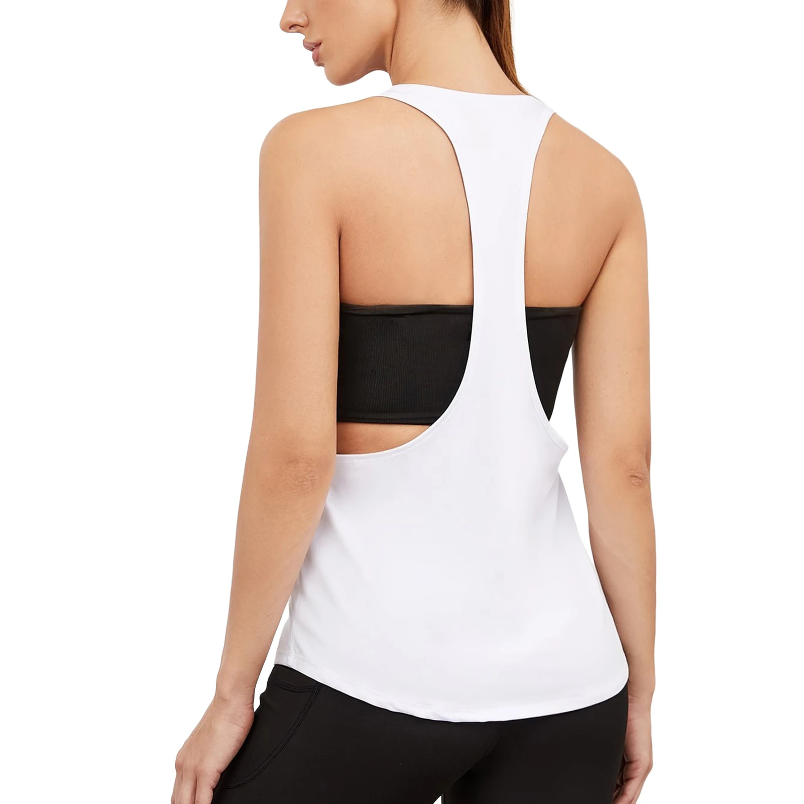 

Женские атлетические топы для йоги, Т-образные быстросохнущие эластичные майки Racerback для упражнений на улице, фитнеса