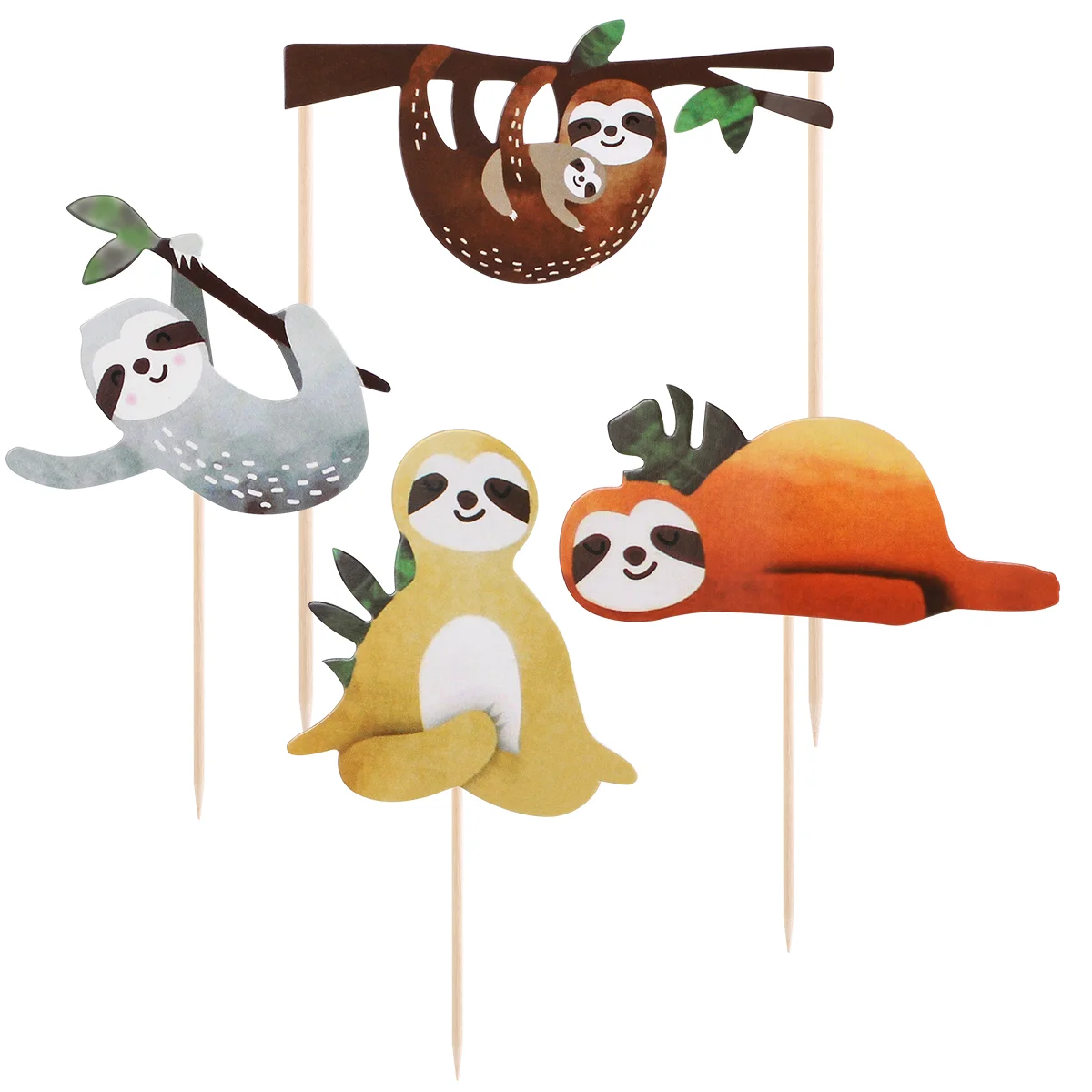 

4PCS, Sloth Cake Topper Cake Decor Set for Party Birthday Festival