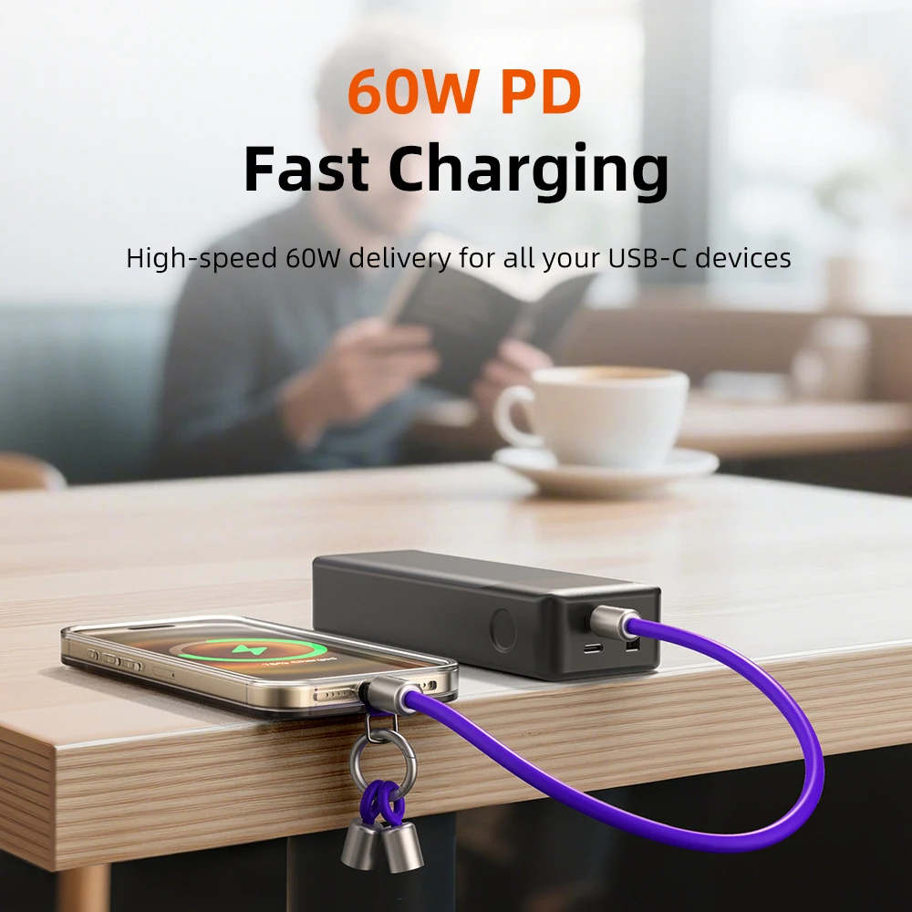 케이블타임 USB C 케이블 PD60W 타입 C 고속 충전 케이블 스피드 키체인 USB C to 타입 C 화웨이 아이폰17 충전 케이블 SSD용