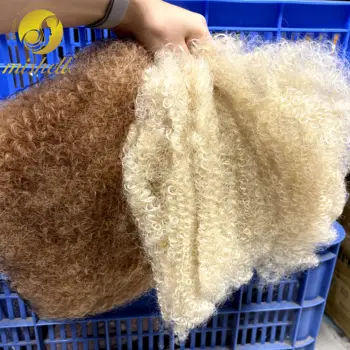 613# Blonde 4C Afro Kinky Bulk Human Hair for Dreadlock Extensions 50g/Pack Loc Repair Braiding Twist Afro Kinky Human Hair 1