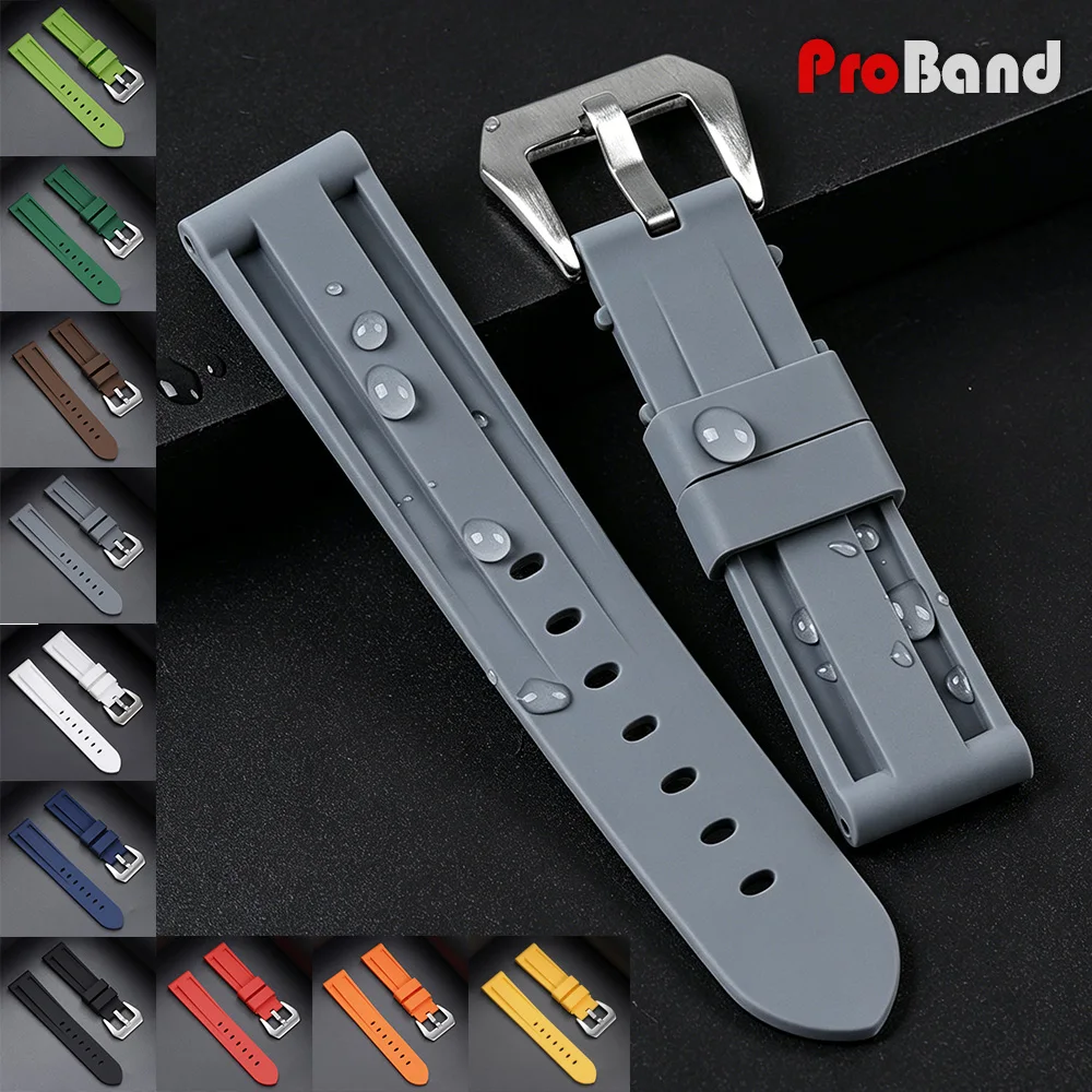 Silicone Rubber Waterproof Sport Watch Band Replacement