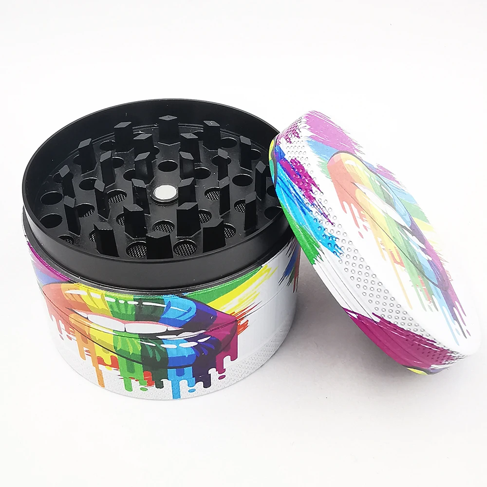 2.4" Metal Grinder 61MM for Smoke Grass 4 Layer Tobacco Grinder Cartoon Accessories Design Cigar Zinc Alloy Pattern Travel Gift