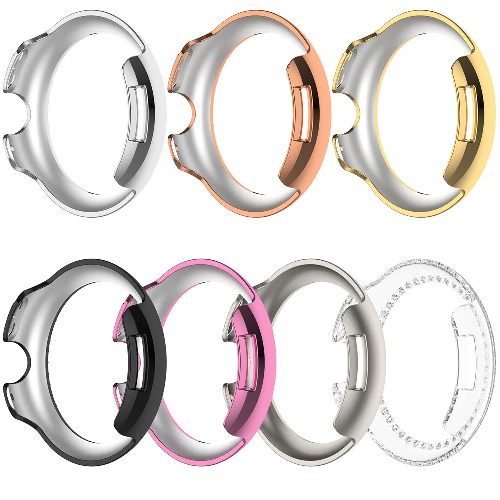 Elegant Protective Diamond-Studded Watch Cover Case with Plated Finish