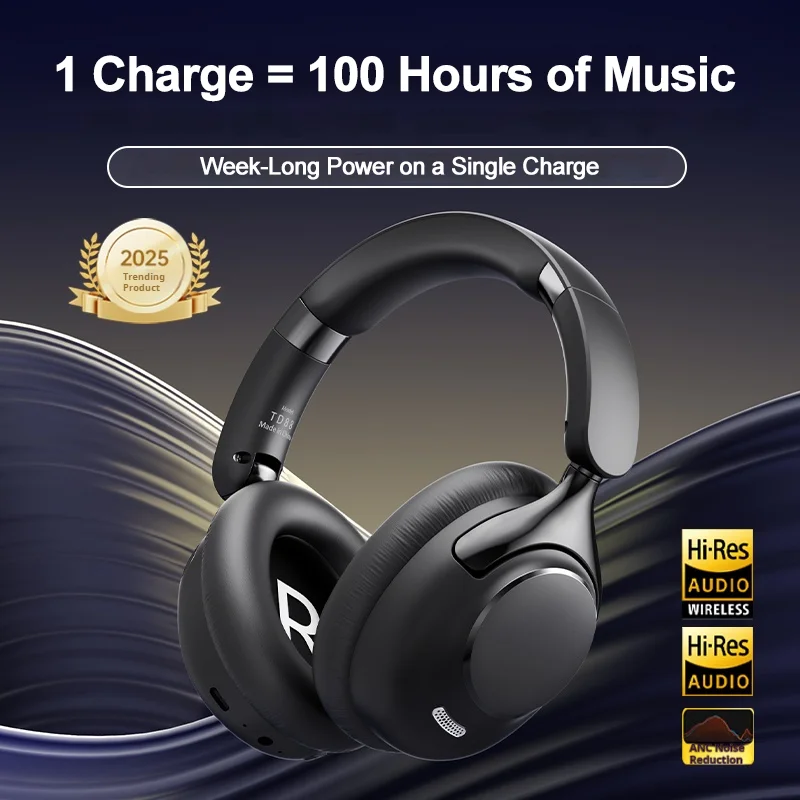 Premium Bluetooth Noise-Cancelling Wireless Headphones with 100H Playtime & 360° Surround Sound