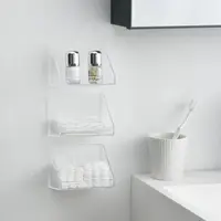 Wall Mounted Storage Rack Bathroom Kitchen Sundries Organizer Holder Cosmetics Storage Tray Makeup Organizer Self Adhesive Shelf 2