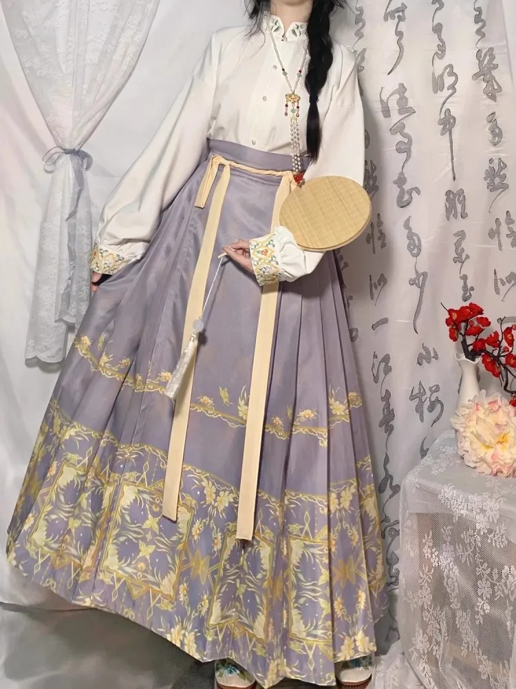 

GUUZYUVIZ Ma Mian юбка в китайском стиле Хань элемент ежедневный старинный китайский костюм ханьфу полуюбка для женщин