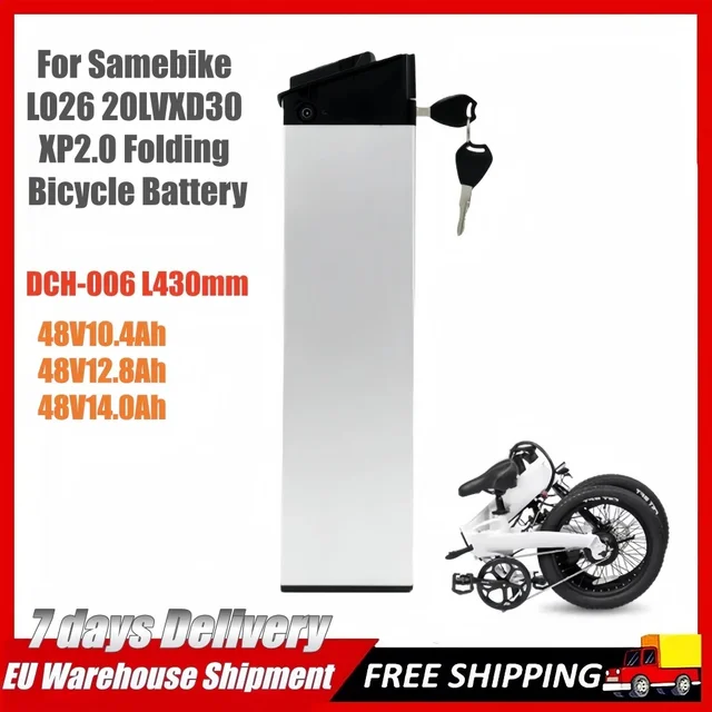 Batterie de vélo électrique Pedelec DCH 006 pour Samebike LO26 20LVXD30 XP2.0, batterie de vélo pliable 48V 14Ah 12.8Ah 10.4Ah, batteries au lithium compatibles avec LAFLY X3/JINGHMA R7 R5 1