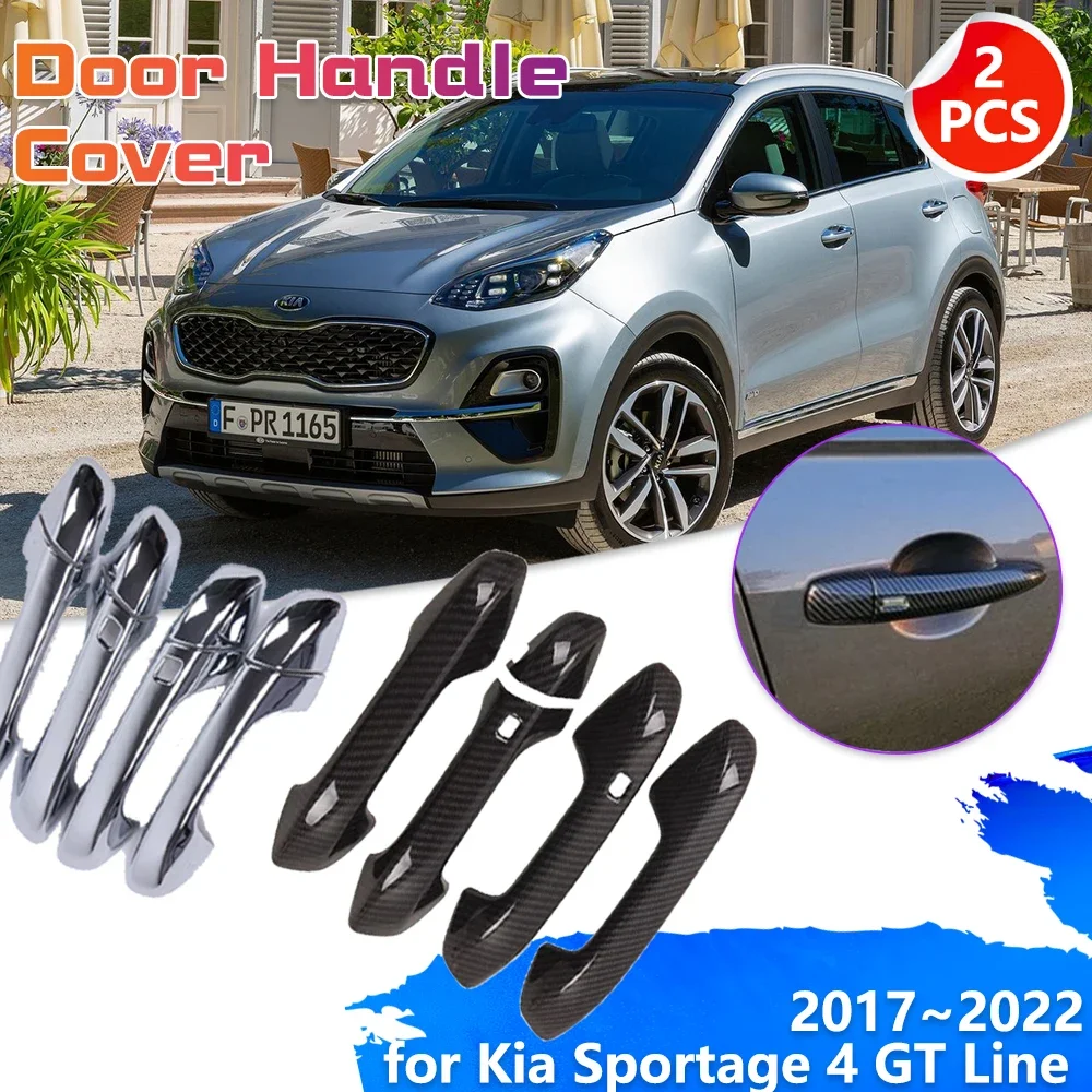 Auto Chrom Carbon Fiber Tür Griff für Kia Sportage 4 GT Linie S QL 2017 ~  2022 2018 2019 2020 2021 Dekoration Abdeckung Trim Aufkleber Kappe Zubehör