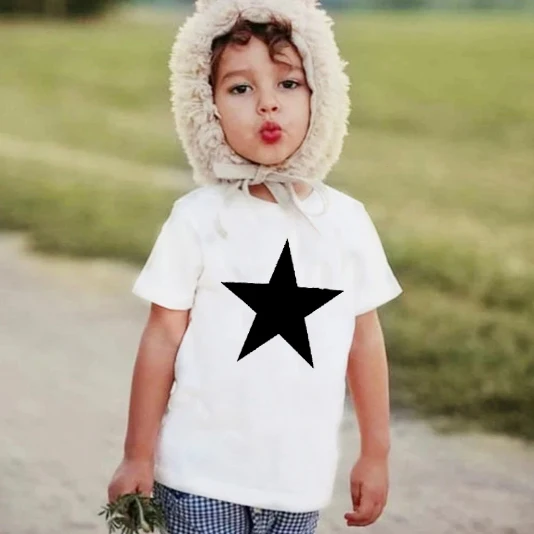 

Star Print T-shirt For Baby Boy Gril Summer Children T Shirt Girls Tops Tees 100% Cotton Kids Luxury Designer Clothes