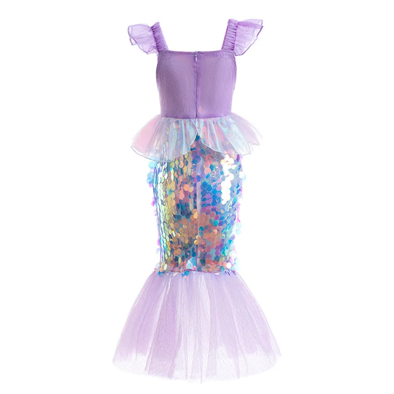 3-10 Years Mermaid Ariel Charm Princess Dress Cosplay Costumes For Kids Girl Mermaid Birthday Party Dress Halloween Clothing 4