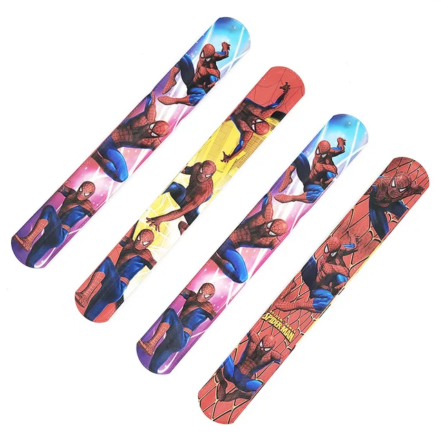 12PCS Kids Happy Birthday Party Favor Spider Man Slap Bracelet Boy Party Gift Souvenir Cute Giveaway 1