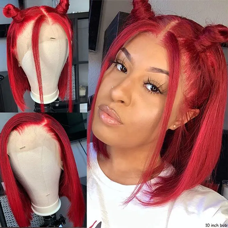 

13x4 Colored Short Bob Wig Lace Front Human Hair Wigs Yellow Purple Ombre Highlight Wig Human Hair Transparent Lace Frontal Wig
