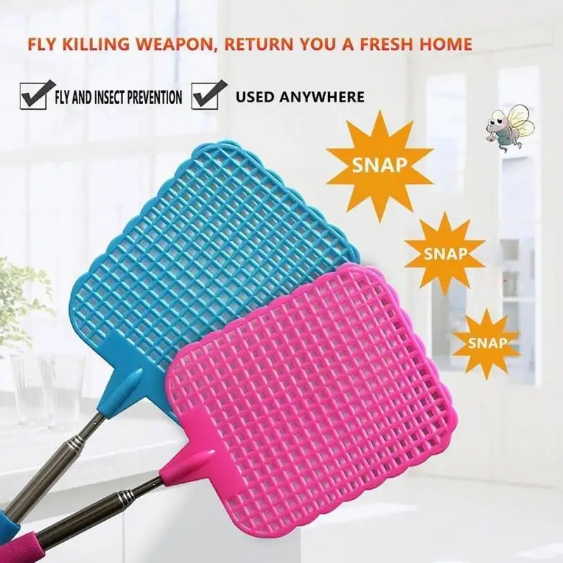 Fly Swatter Retractable Fly Swatter 73cm Plastic Telescopic Extendable Fly Swatter Prevent Pest Mosquito Tool