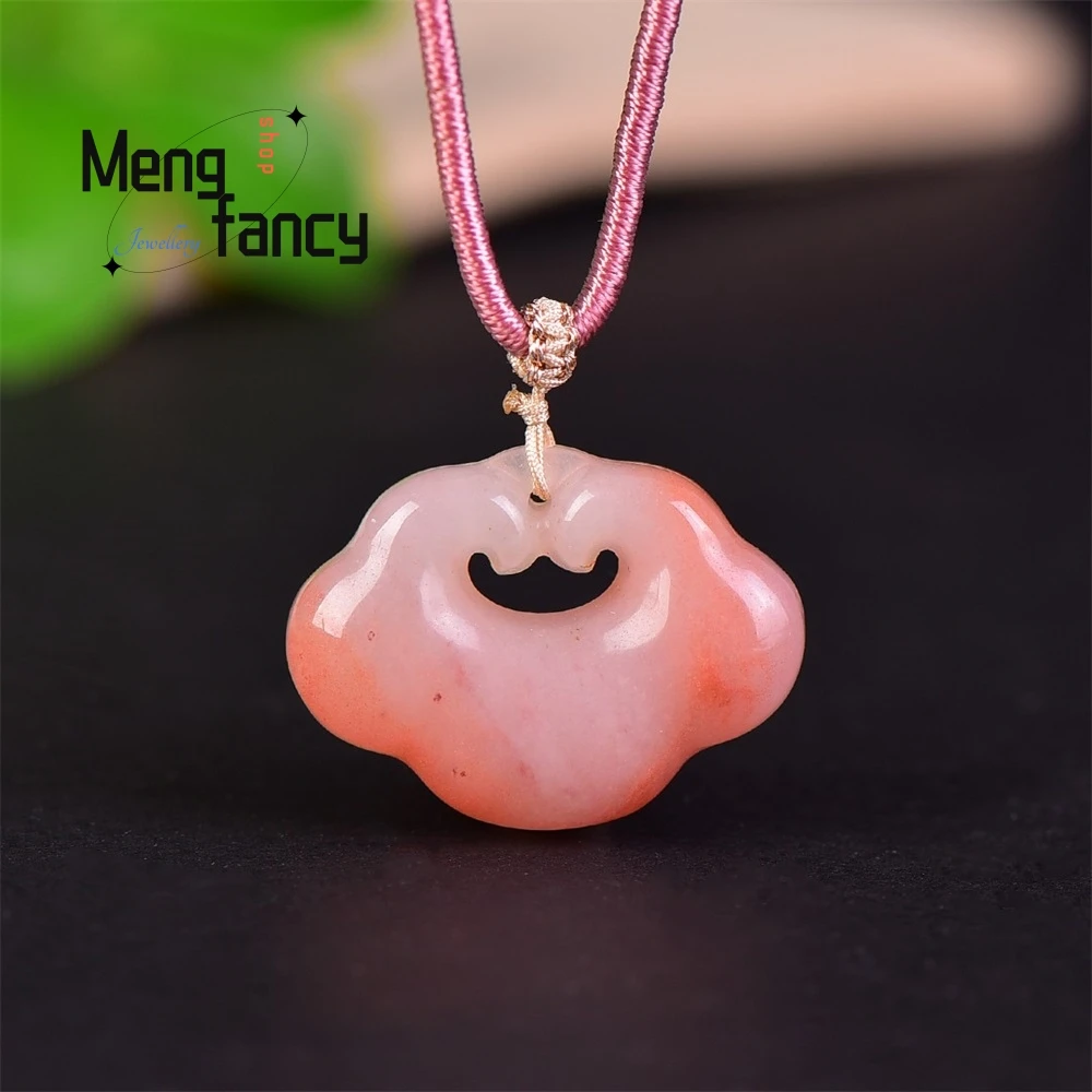 Exquisite High-grade Natural Gold Wire Jade Peach Blossom Wine Ruyi Lock High-Grade Pendant Necklace Luxury Necklace